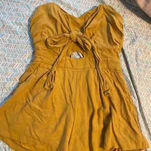 Yellow strapless romper, brand new never worn!